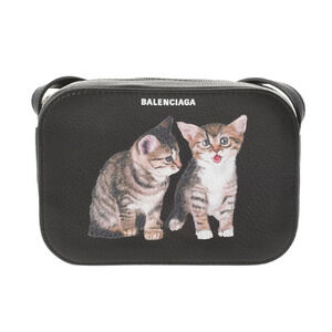 BALENCIAGA Cat Camera Bag Black Leather Shoulder